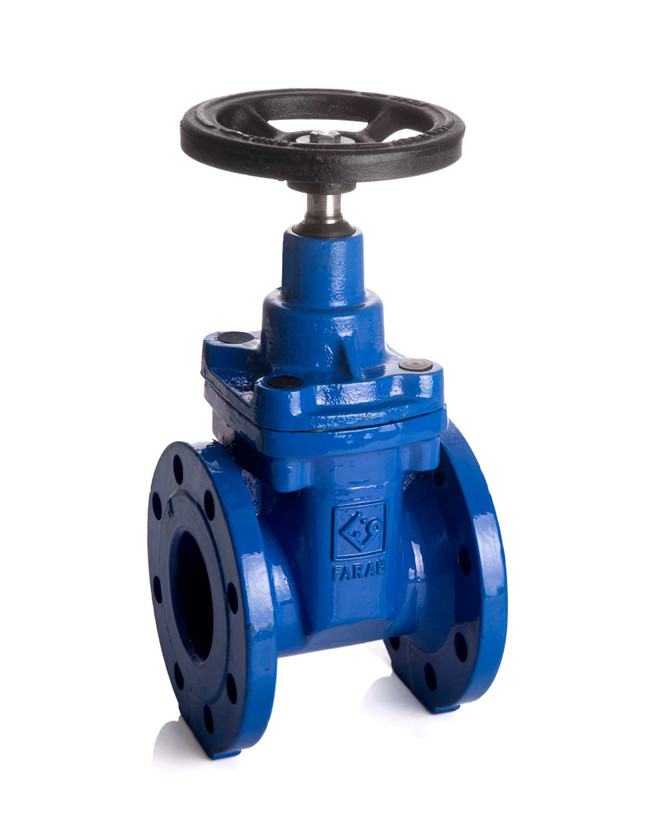 کشویی زبانه لاستیکی 8 اینچ چدنی pn16 فاراب F4