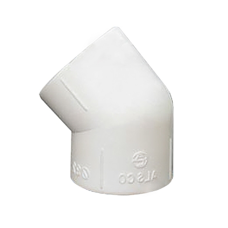 زانو 45 درجه سفید 63mm آذین کد 12518