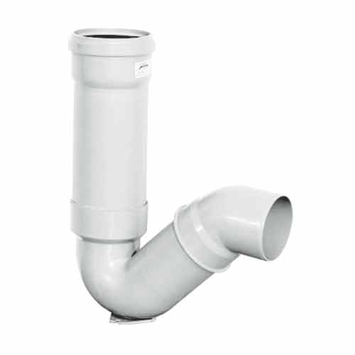 سیفون 75 یک تکه با درپوش(با لوله 75 وطول PE) 60cm